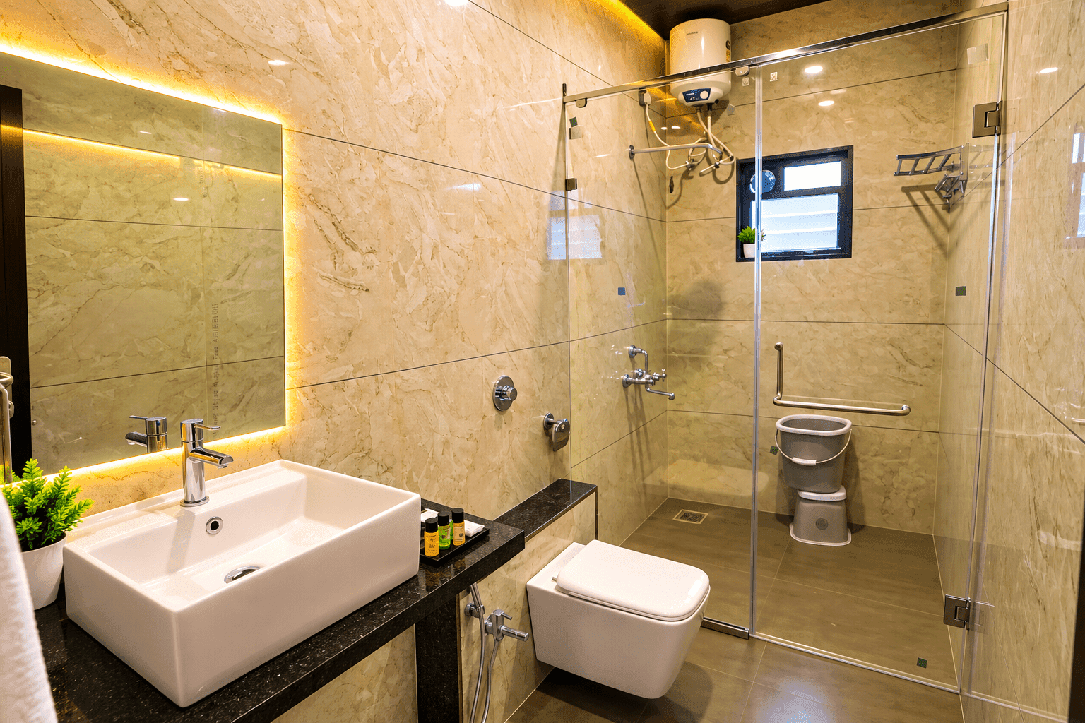Deluxe Room attached bathroom at Hotel Atithi Resort Ellora